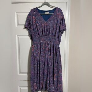 Terra & Sky Purple Paisley Midi Dress